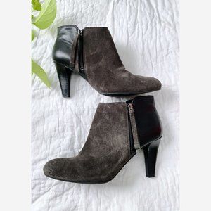 Franco Sarto Emelina Black Leather/Gray Suede Ankle Boots Sz 8